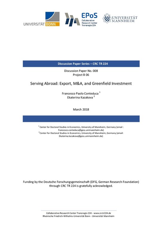 Serving Abroad: Export, M&A, and Greenfield Investment