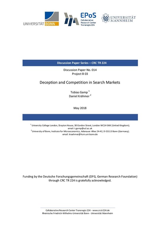 Deception and Competition in Search Markets