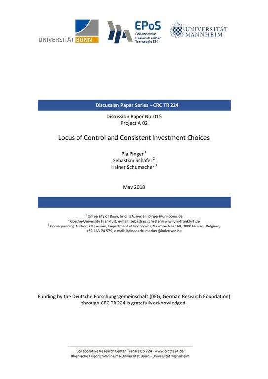 Locus of Control and Consistent Investment Choices