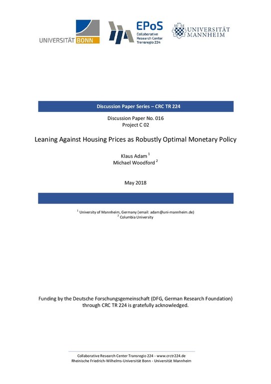 Leaning Against Housing Prices as Robustly Optimal Monetary Policy