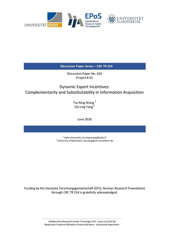 Dynamic Expert Incentives: Complementarity and Substitutability in Information Acquisition