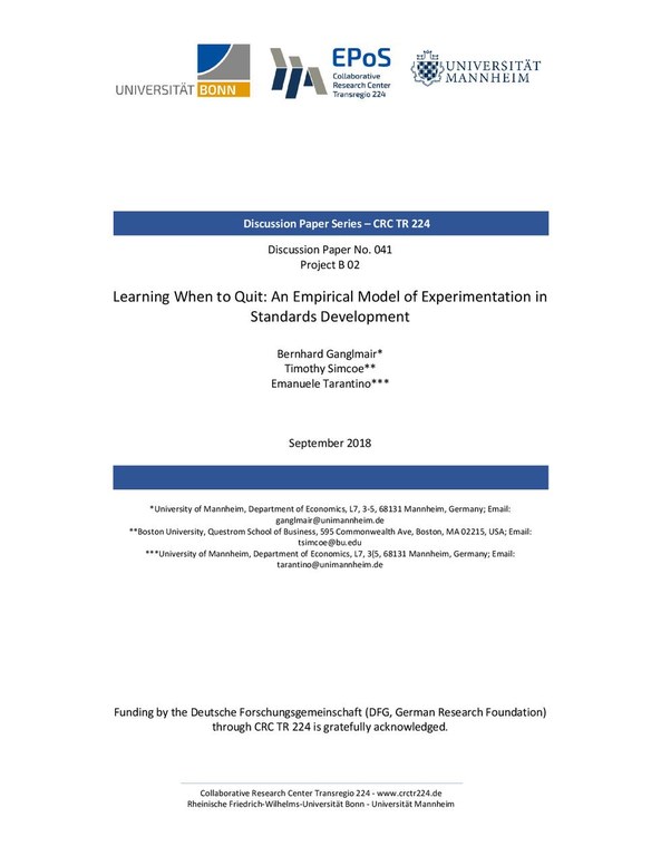 Learning When to Quit: An Empirical Model of Experimentation in Standards Development