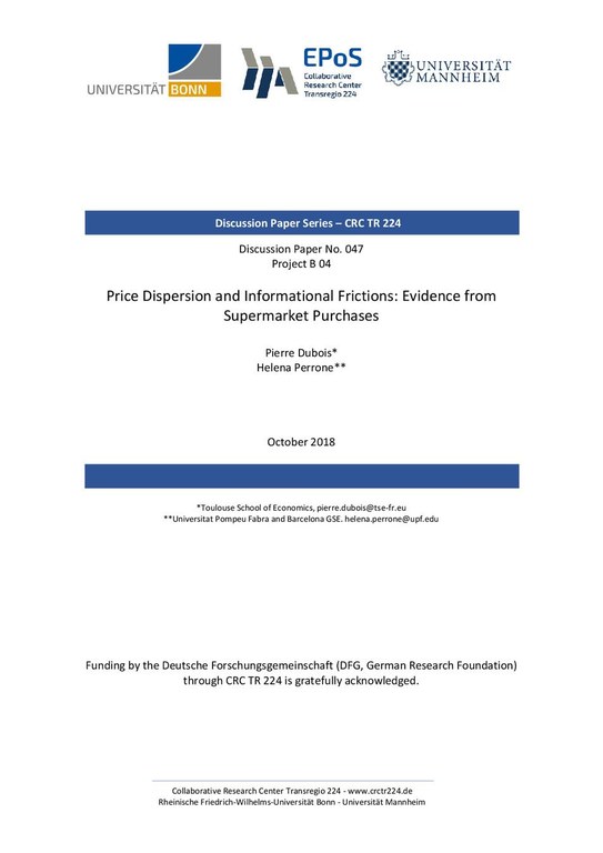 Price Dispersion and Informational Frictions: Evidence from Supermarket Purchases