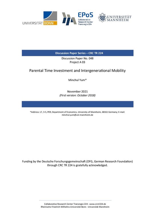 Parental Time Investment and Intergenerational Mobility