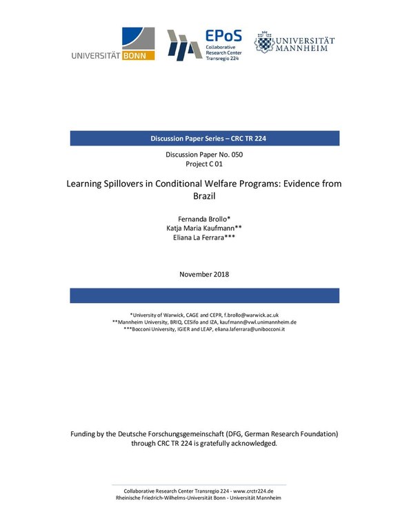 Learning Spillovers in Conditional Welfare Programs: Evidence from Brazil