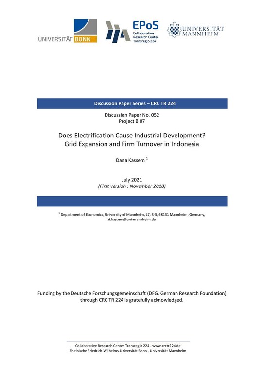 Does Electrification Cause Industrial Development? Grid Expansion and Firm Turnover in Indonesia