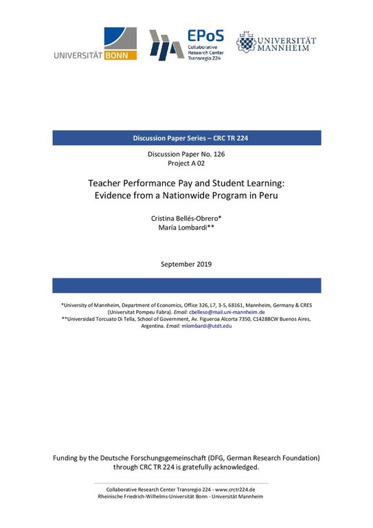 Teacher Performance Pay and Student Learning: Evidence from a Nationwide Program in Peru