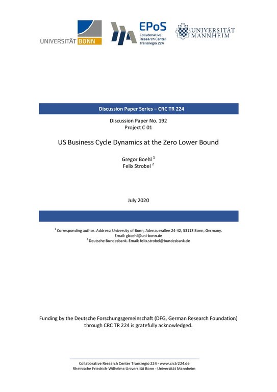 US Business Cycle Dynamics at the Zero Lower Bound