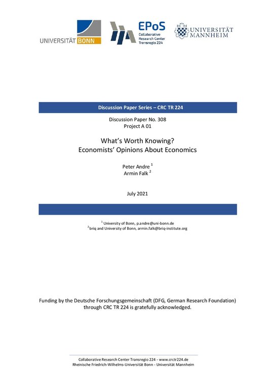 What’s Worth Knowing? Economists’ Opinions About Economics