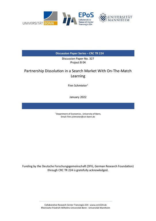 Partnership Dissolution in a Search Market with On-The-Match Learning