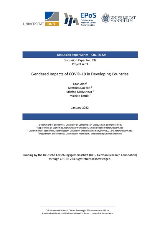 Gendered Impacts of COVID-19 in Developing Countries