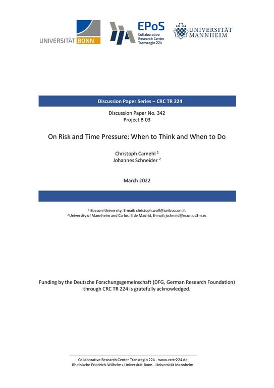 On Risk and Time Pressure: When to Think and When to Do