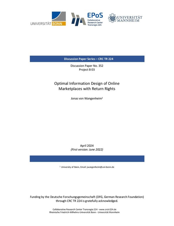 Optimal Information Design of Online Marketplaces with Return Rights