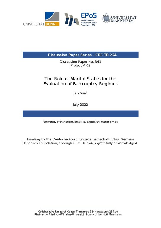 The Role of Marital Status for the Evaluation of Bankruptcy Regimes