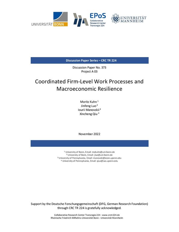 Coordinated Firm-Level Work Processes and Macroeconomic Resilience