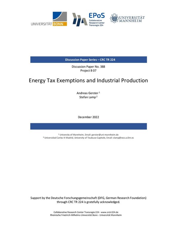 Energy Tax Exemptions and Industrial Production