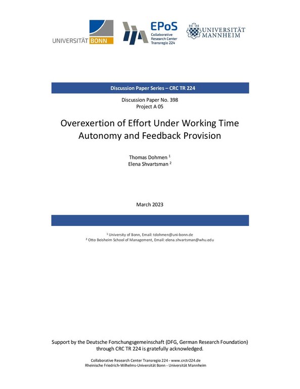 Overexertion of Effort Under Working Time Autonomy and Feedback Provision