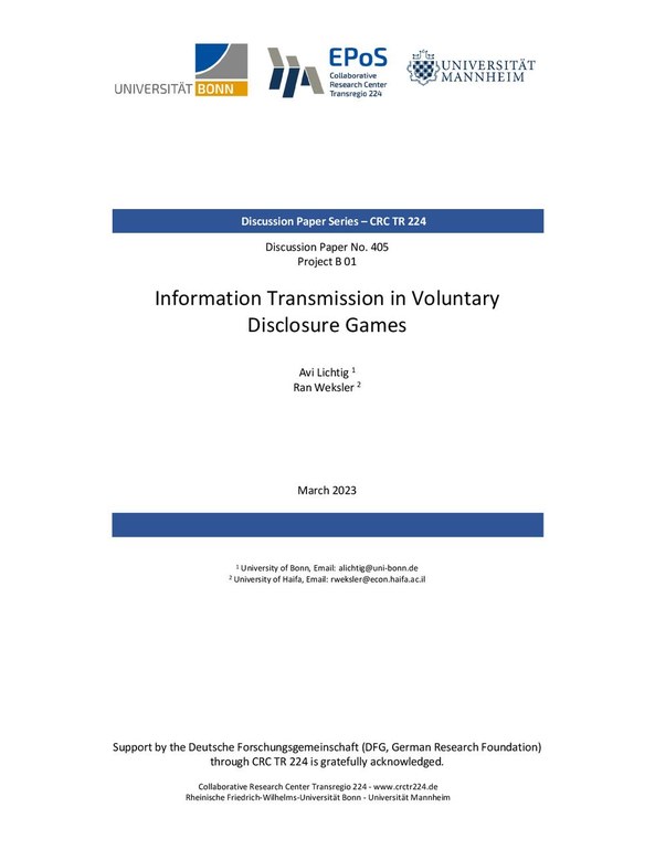 Information Transmission in Voluntary Disclosure Games