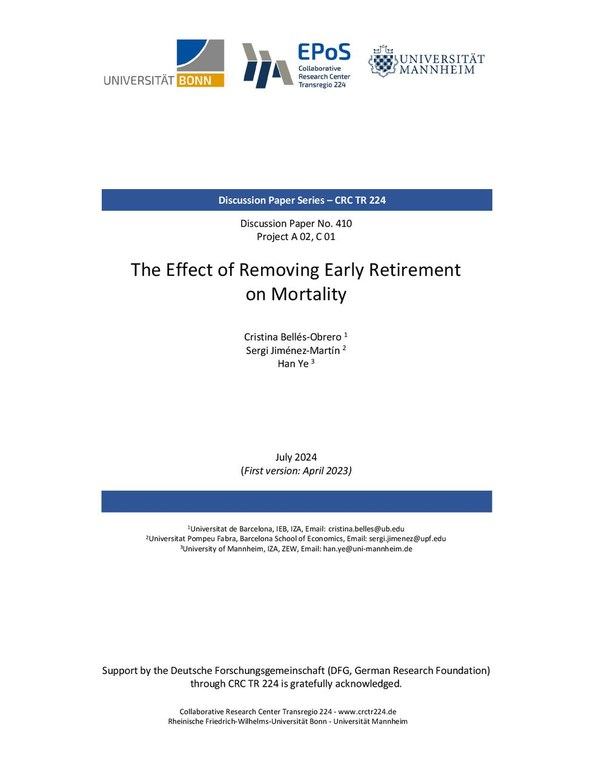 The Effect of Removing Early Retirement on Mortality