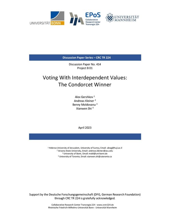 Voting with Interdependent Values: The Condorcet Winner