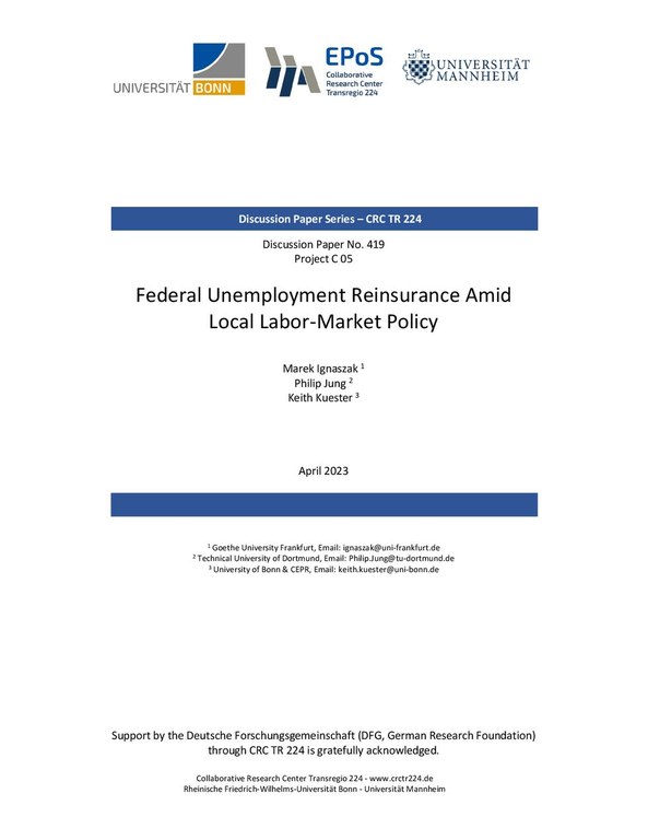 Federal Unemployment Reinsurance Amid Local Labor-Market Policy