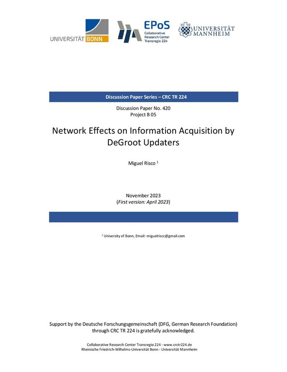 Network Effects on Information Acquisition by DeGroot Updaters