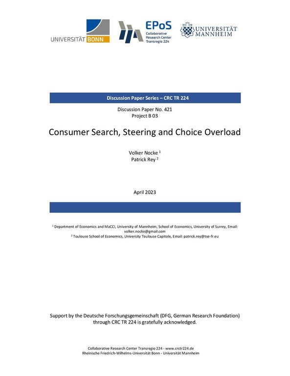 Consumer Search, Steering and Choice Overload