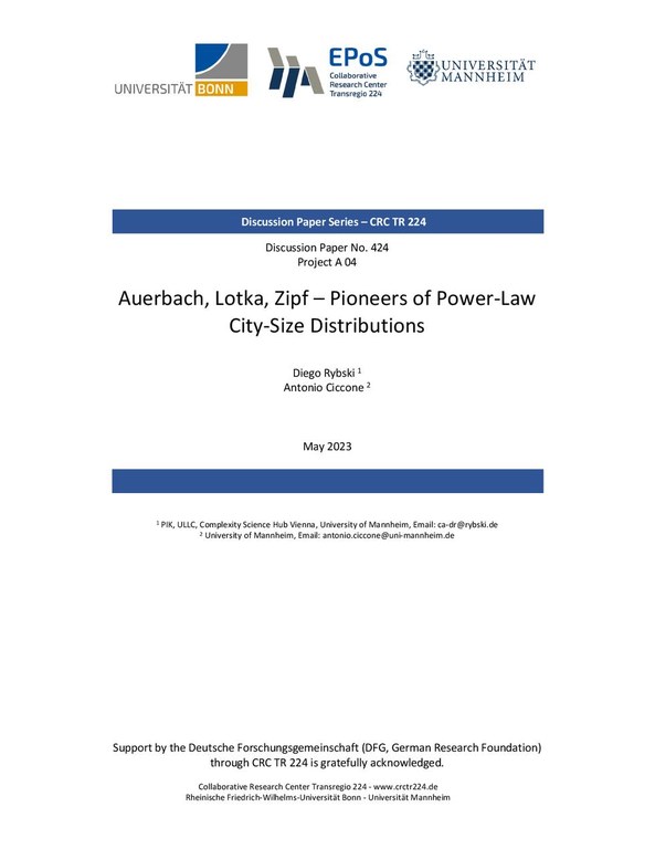 Auerbach, Lotka, Zipf – Pioneers of Power-Law City-Size Distributions