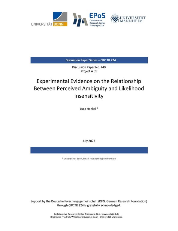 Experimental Evidence on the Relationship  Between Perceived Ambiguity and Likelihood  Insensitivity