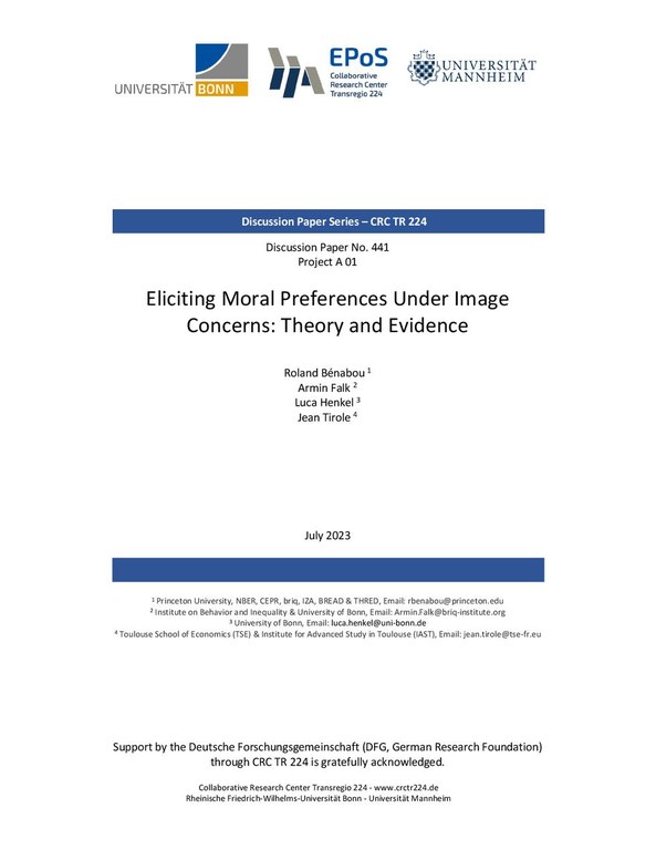 Eliciting Moral Preferences Under Image  Concerns: Theory and Evidence