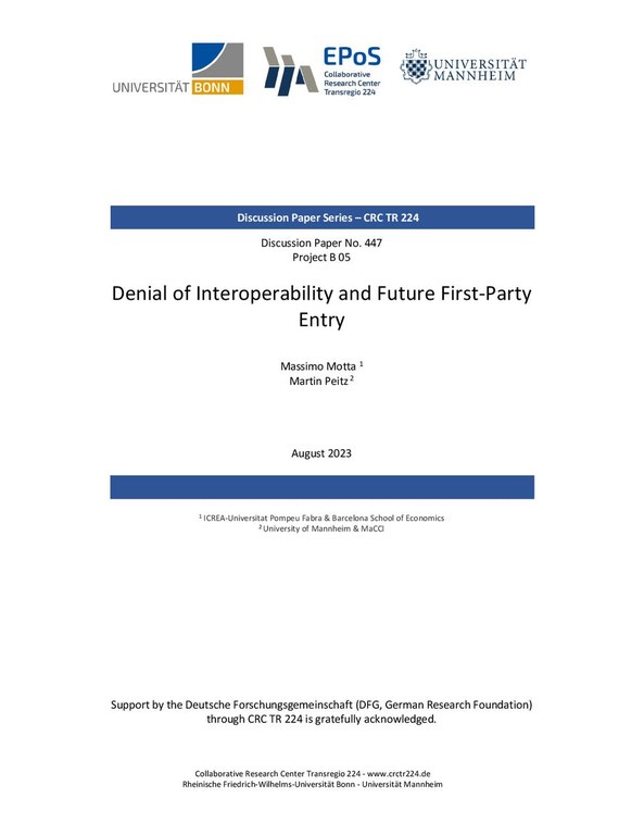 Denial of Interoperability and Future First-Party Entry