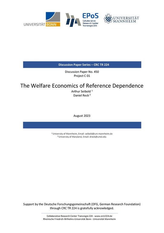 The Welfare Economics of Reference Dependence