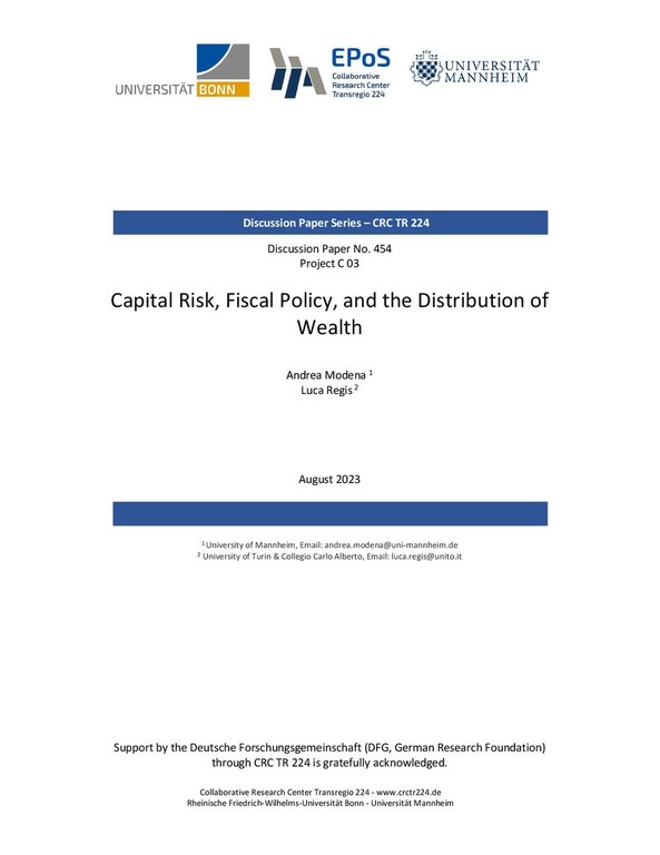 Capital Risk, Fiscal Policy, and the Distribution of Wealth