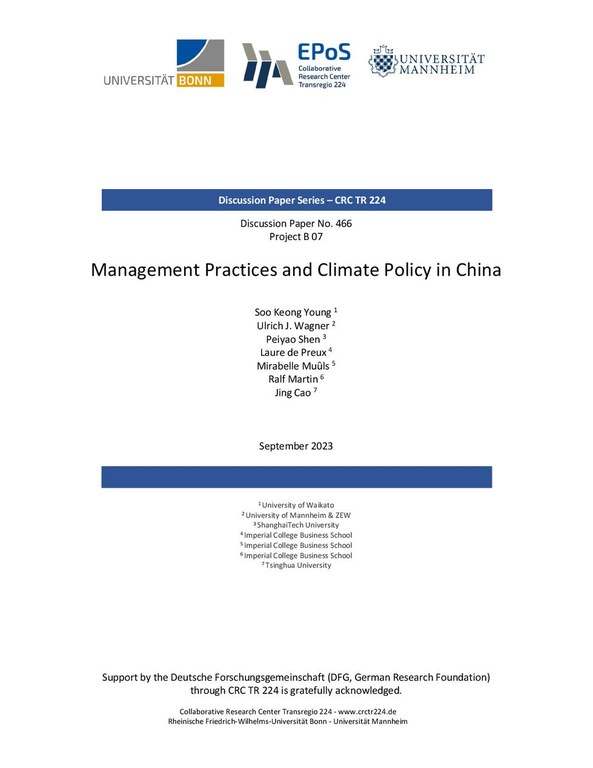 Management Practices and Climate Policy in China