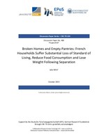 Broken Homes and Empty Pantries: French Households Suffer Substantial Loss of Standard of Living, Reduce Food Consumption and Lose Weight Following Separation