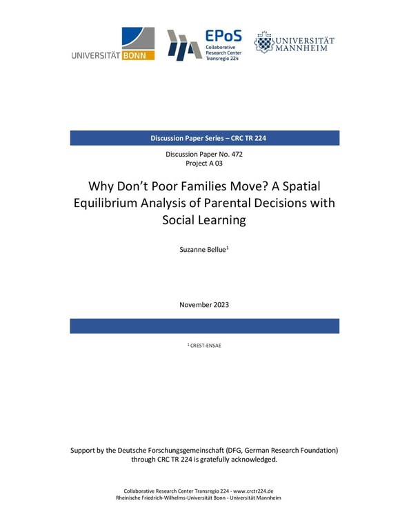 Why Don’t Poor Families Move? A Spatial Equilibrium Analysis of Parental Decisions with Social Learning