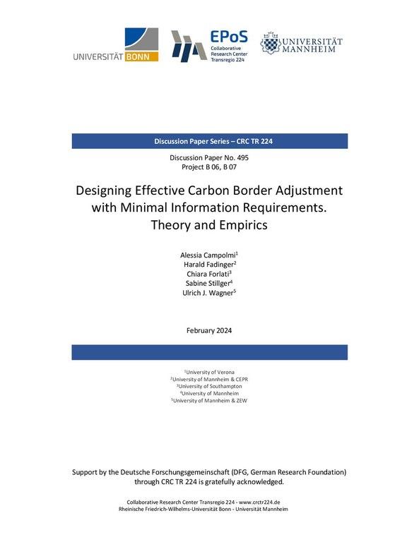 Designing Effective Carbon Border Adjustment with Minimal Information Requirements. Theory and Empirics