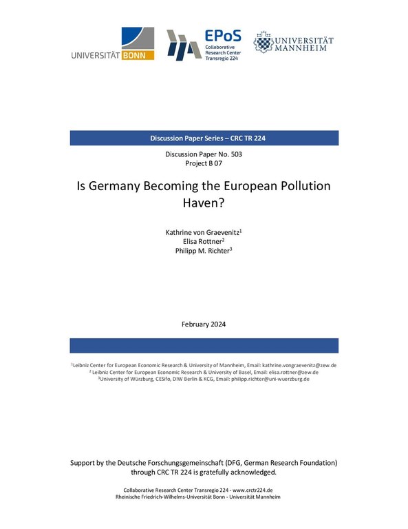 Is Germany Becoming the European Pollution Haven?