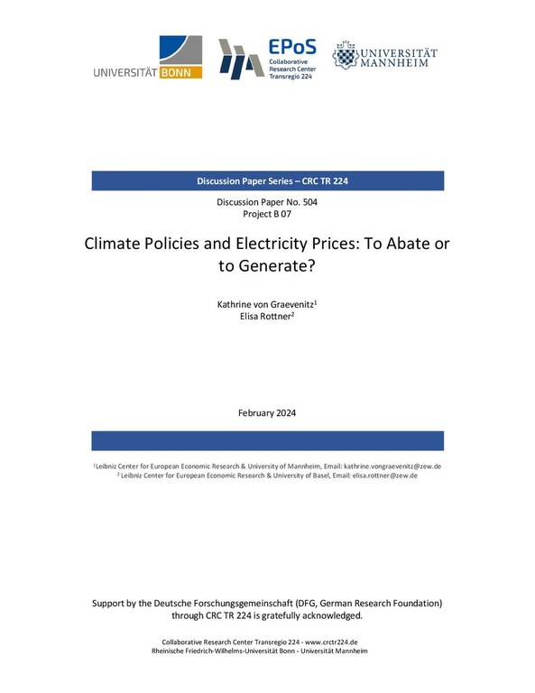 Climate Policies and Electricity Prices: To Abate or to Generate?