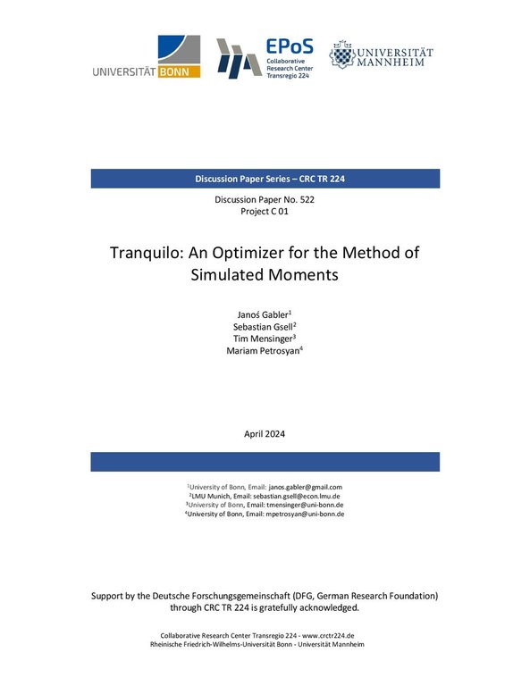 Tranquilo: An Optimizer for the Method of Simulated Moments