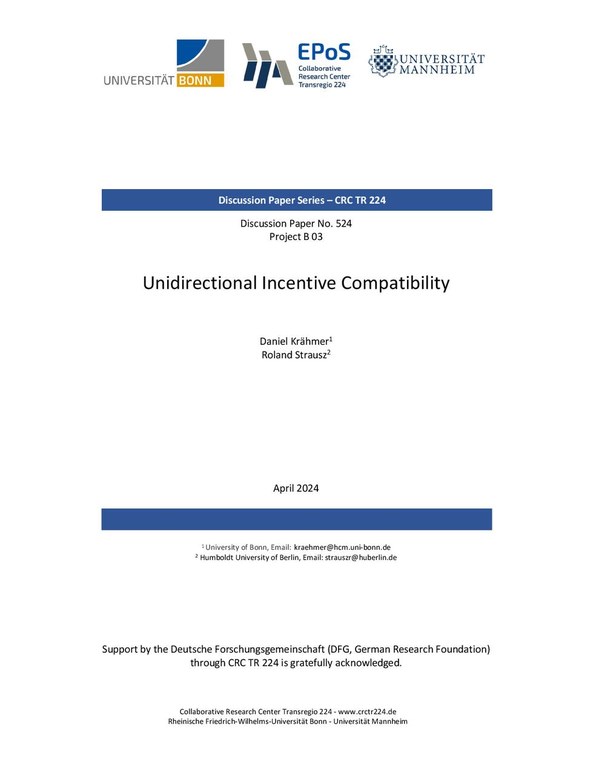 Unidirectional Incentive Compatibility