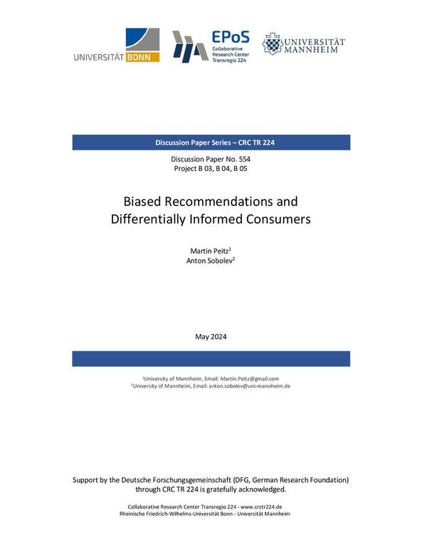 Biased Recommendations and Differentially Informed Consumers