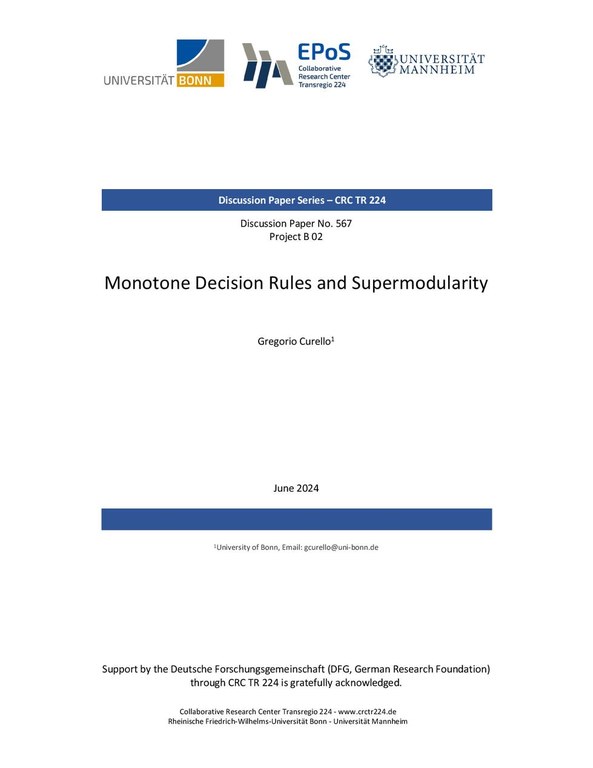 Monotone Decision Rules and Supermodularity