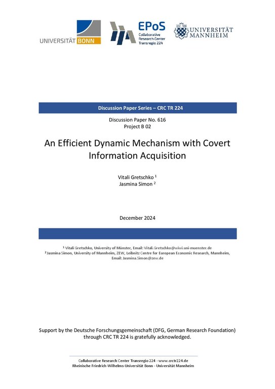 An Efficient Dynamic Mechanism with Covert Information Acquisition